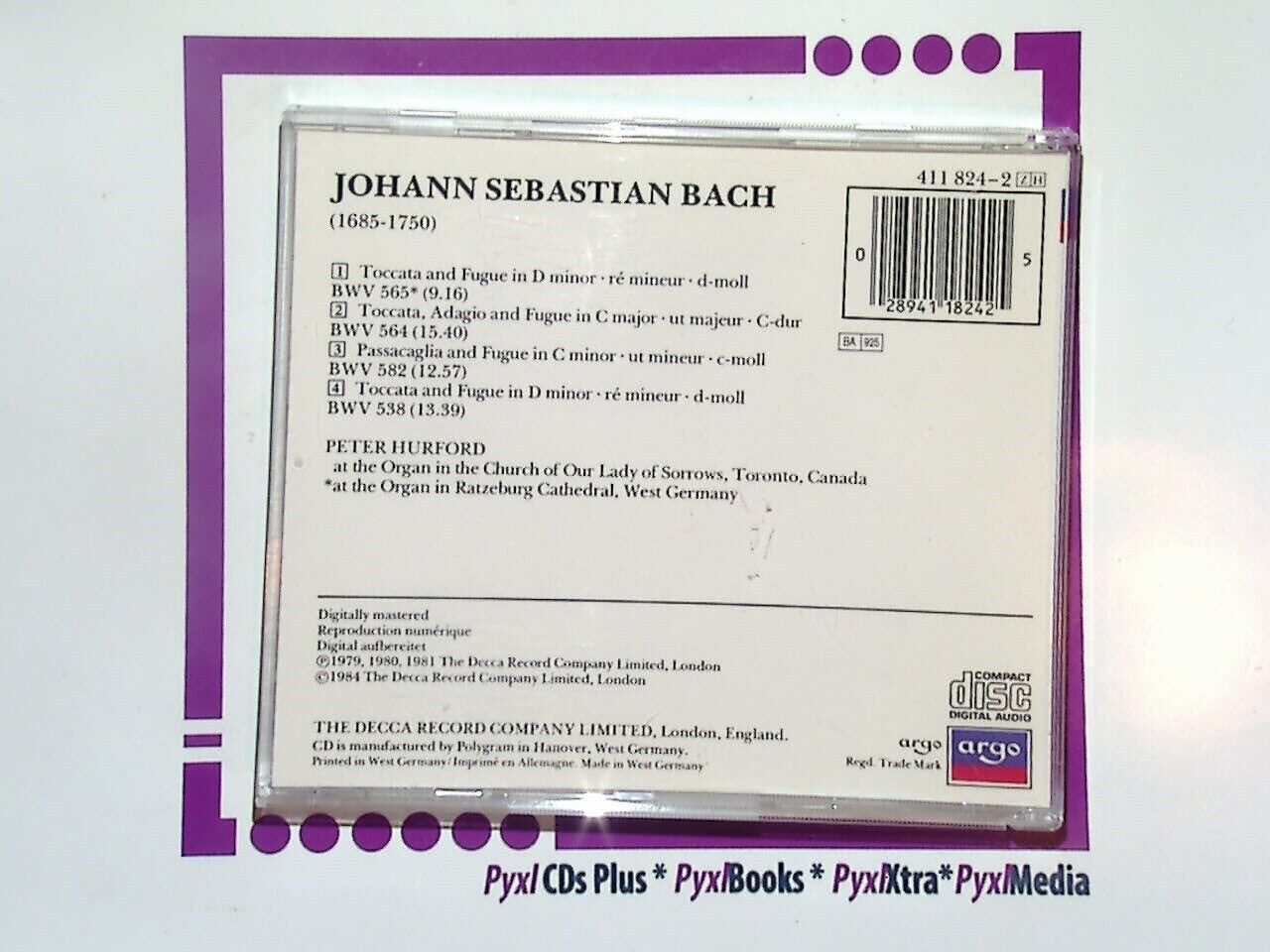 Peter Hurford - Johann Sebastian Bach: Toccata CD Mint