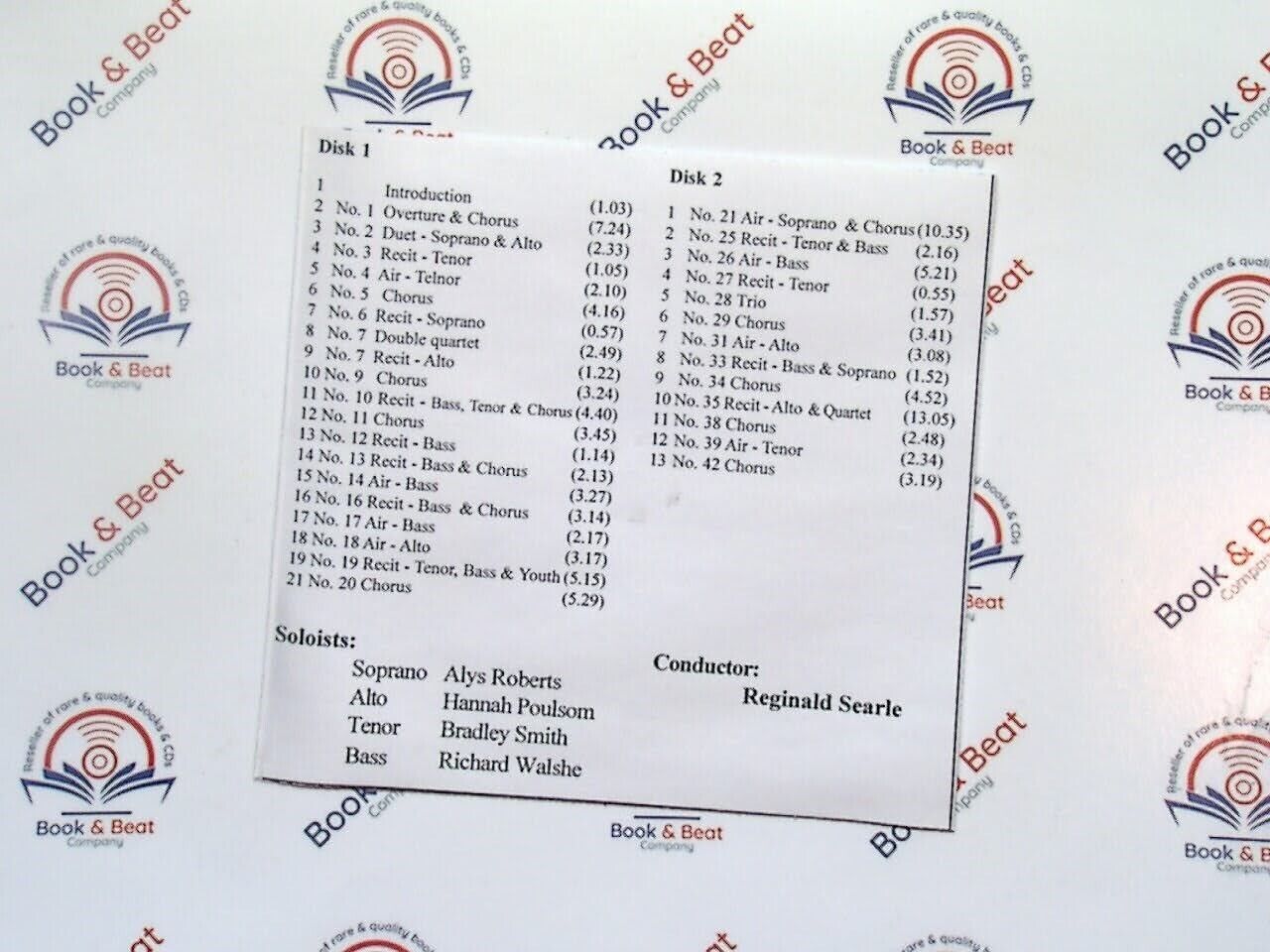 St Neots Choral Society - Elijah : Felix Mendelssohn 28th Nov 2015 CD Nr Mint