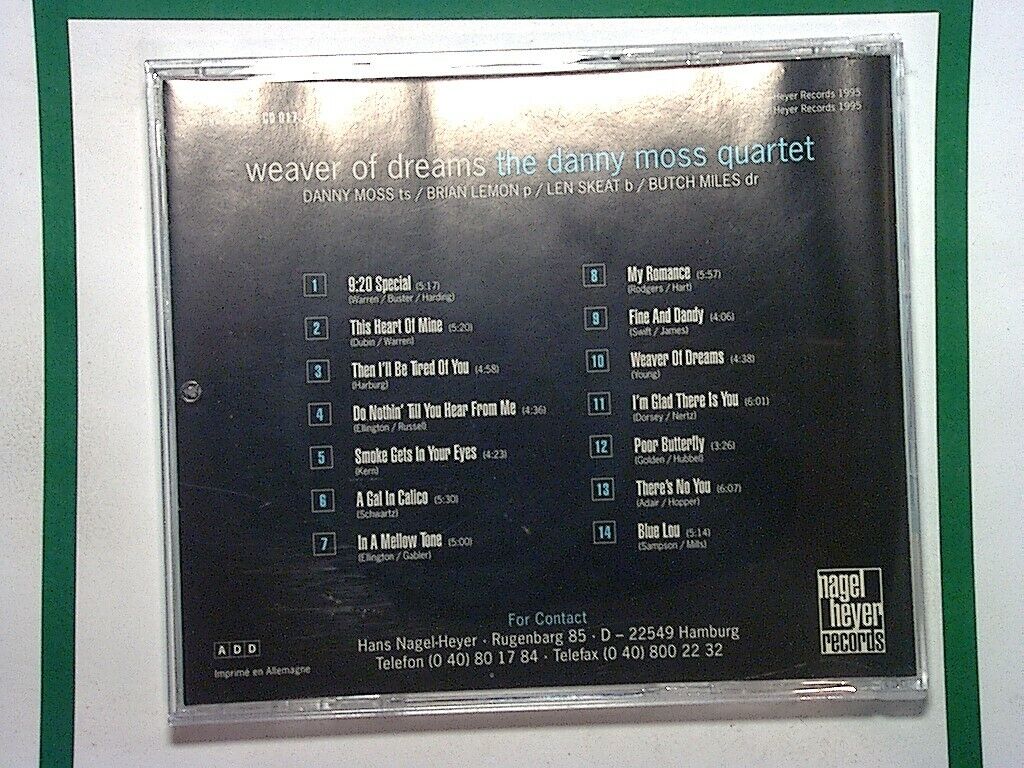 The Danny Moss Quartet	Weaver Of Dreams CD Nr Mint
