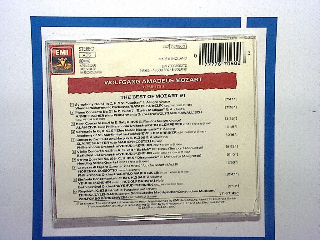 Mozart	Best of '91 Various CD Mint