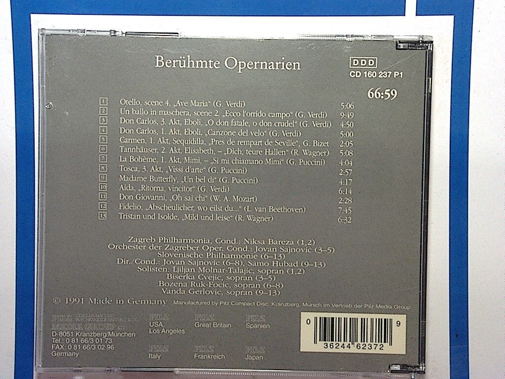 Niksa Bareza	Berhuhmte Opernarien Famous Opera Arias Cd Mint