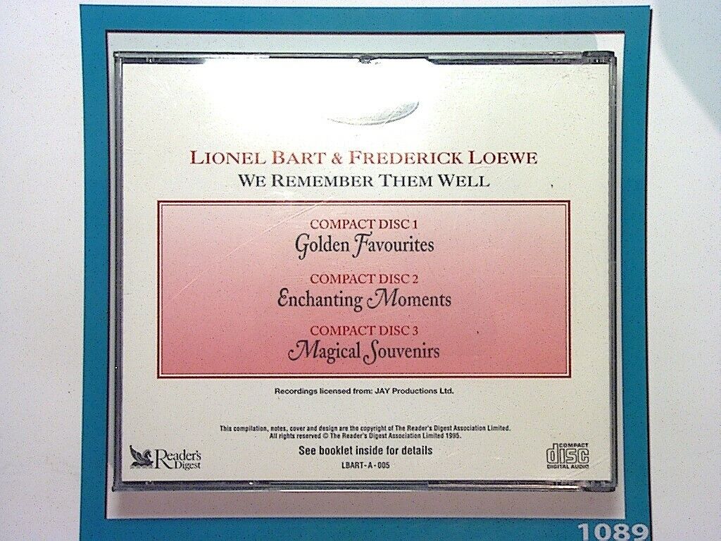 Reader's Digest	Lionel Bart & Frederick Loewe We Remember Them Well 3CD Mint