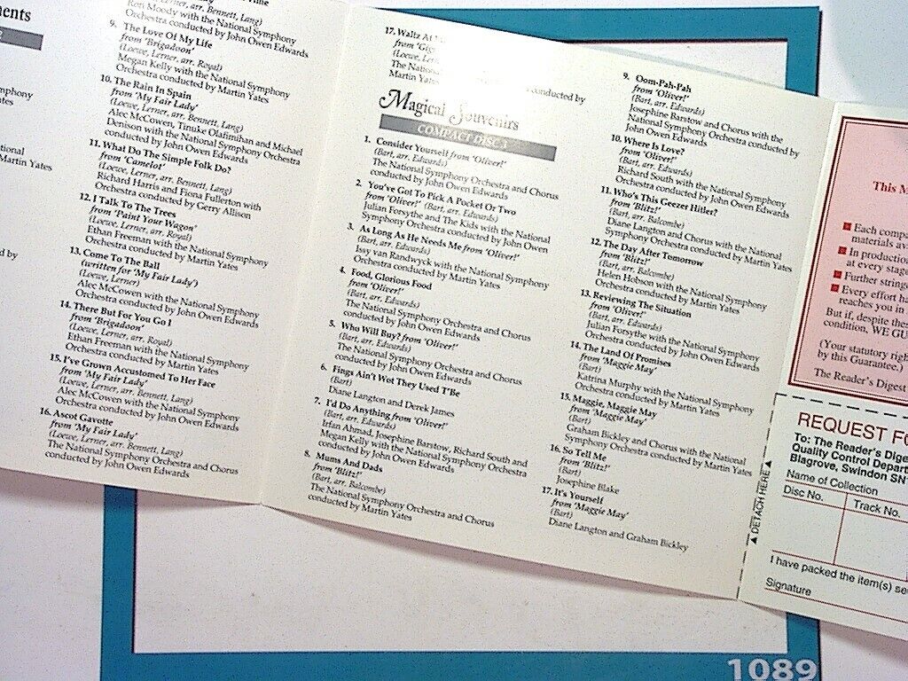 Reader's Digest	Lionel Bart & Frederick Loewe We Remember Them Well 3CD Mint