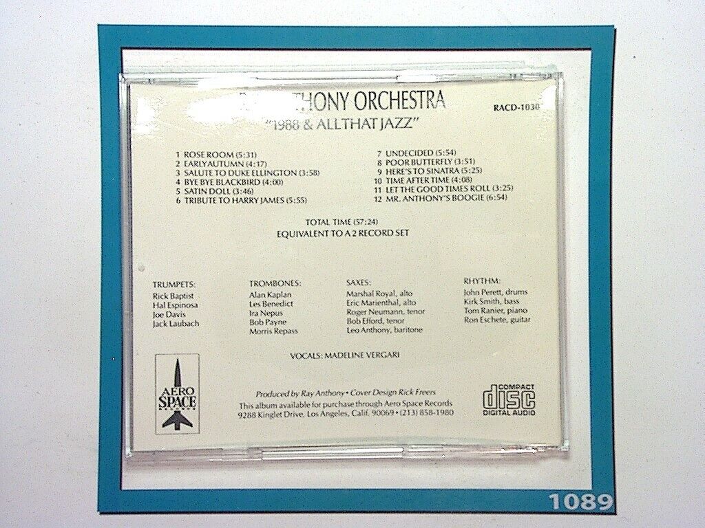 Ray Anthony Orchestra	1988 & all That Jazz CD