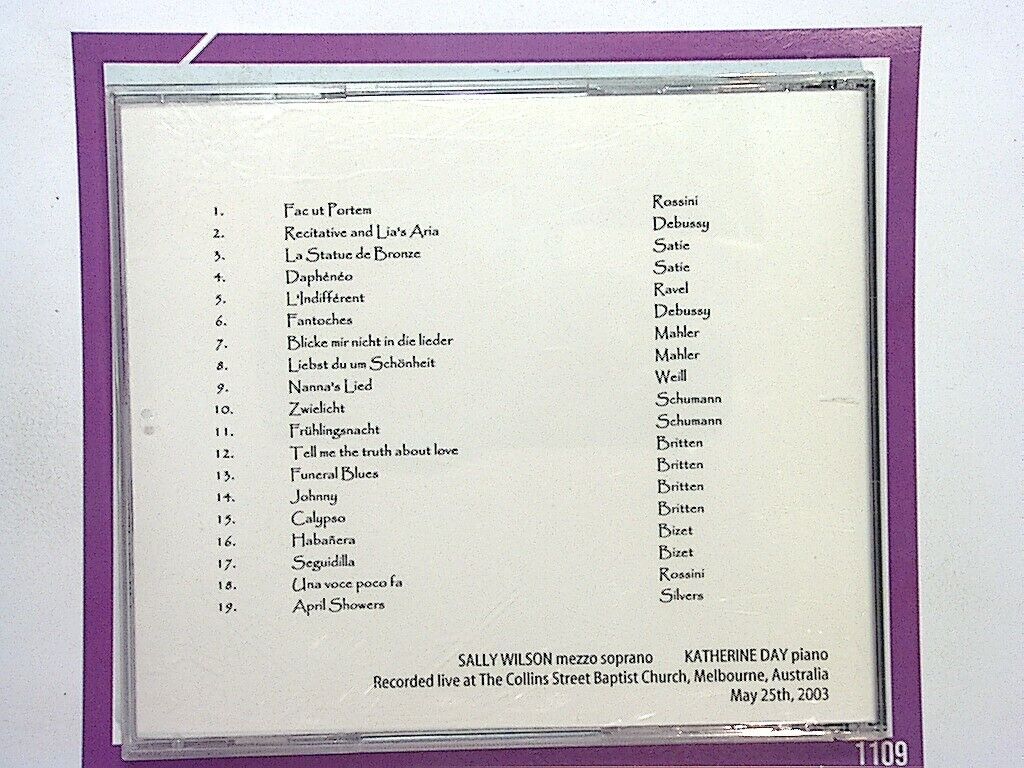 Sally Wilson	Opera And Song Collins Street Baptist Church CD Mint