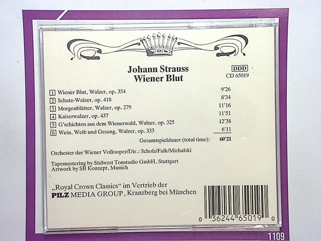 Royal Crown Classics - Johann Straus, Wiener Blut CD Mint