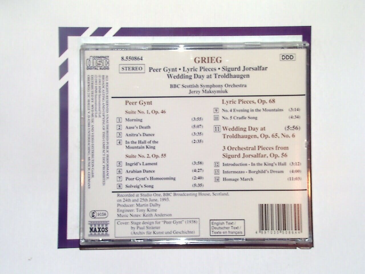 Sigurd Jorsalfar	Grieg / Peer Gynt Suites 1 And 2 CD Mint