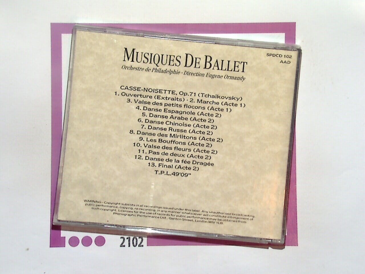 Orchestre De Philadelphie Eugene Ormandy	Musiques De Ballet CD VGC