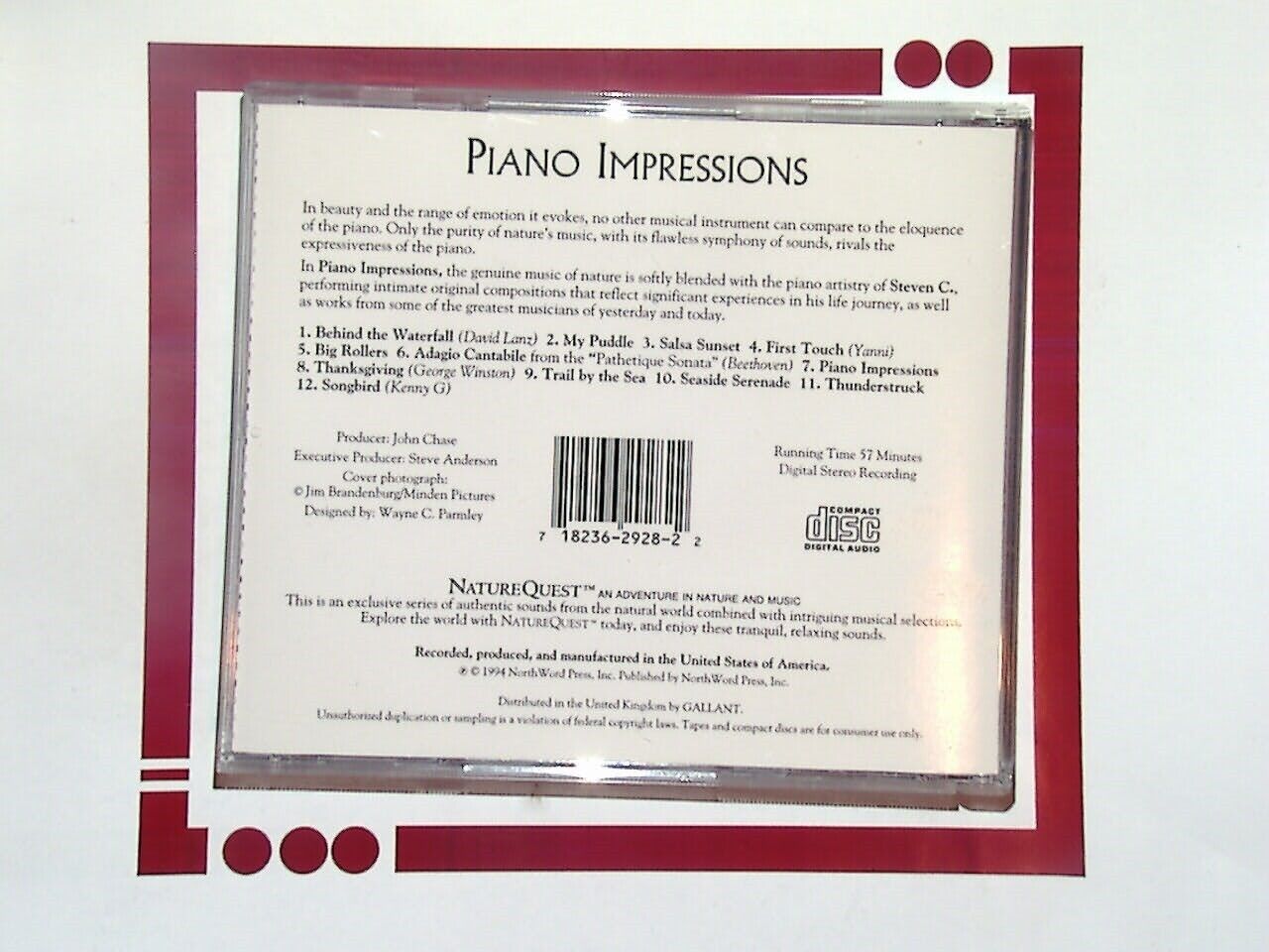 Steven C. Nature Quest Piano Impressions CD Mint