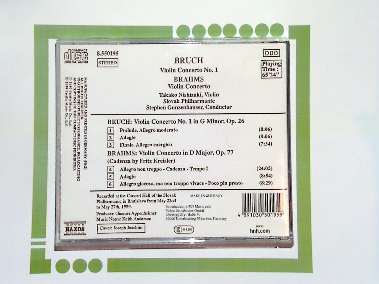 Takako Nishizaki	Bruch: Violin Concerto No.1 / Brahms: Violin CD Nr Mint