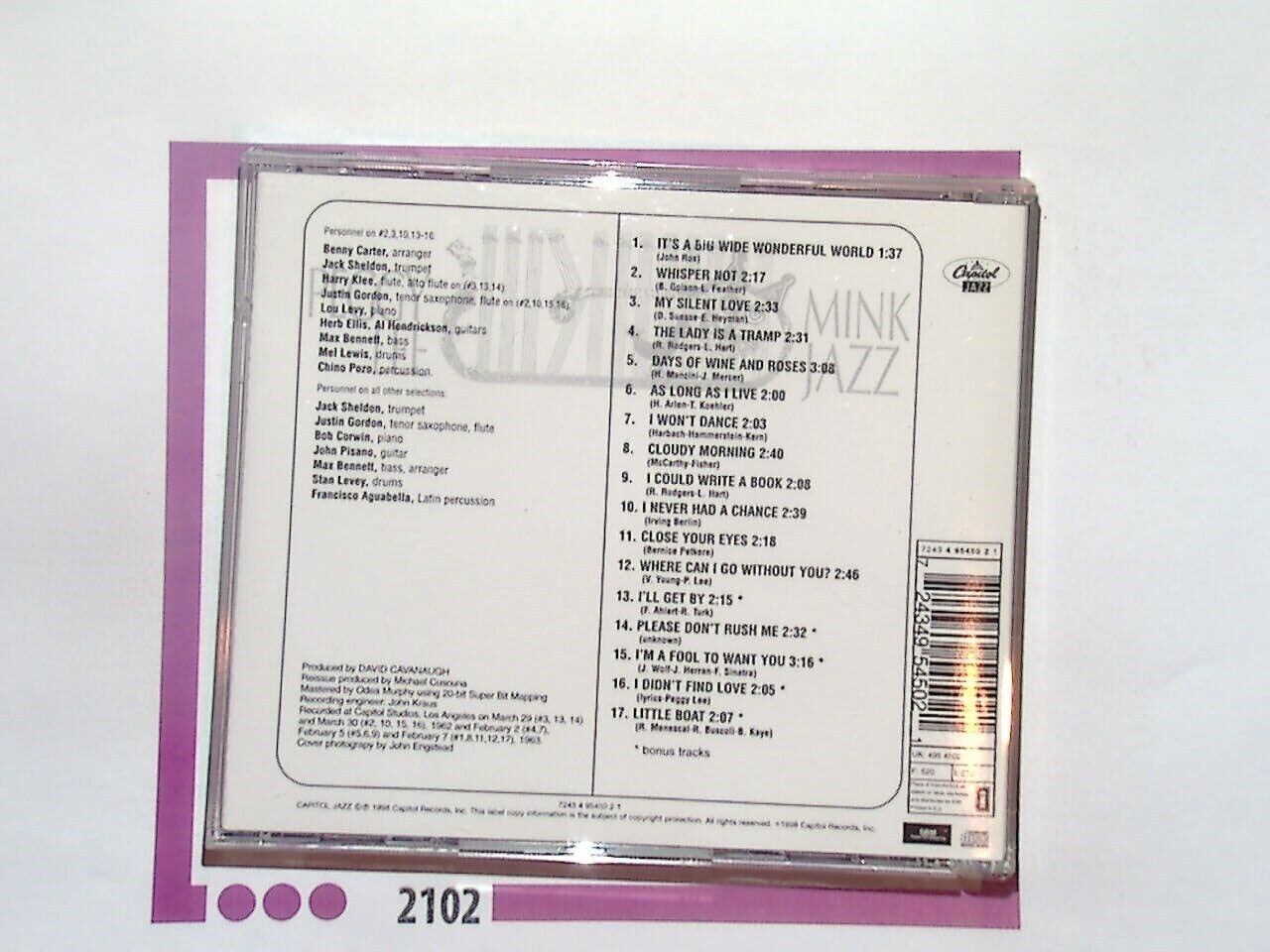 Peggy Lee	Mink Jazz CD Mint