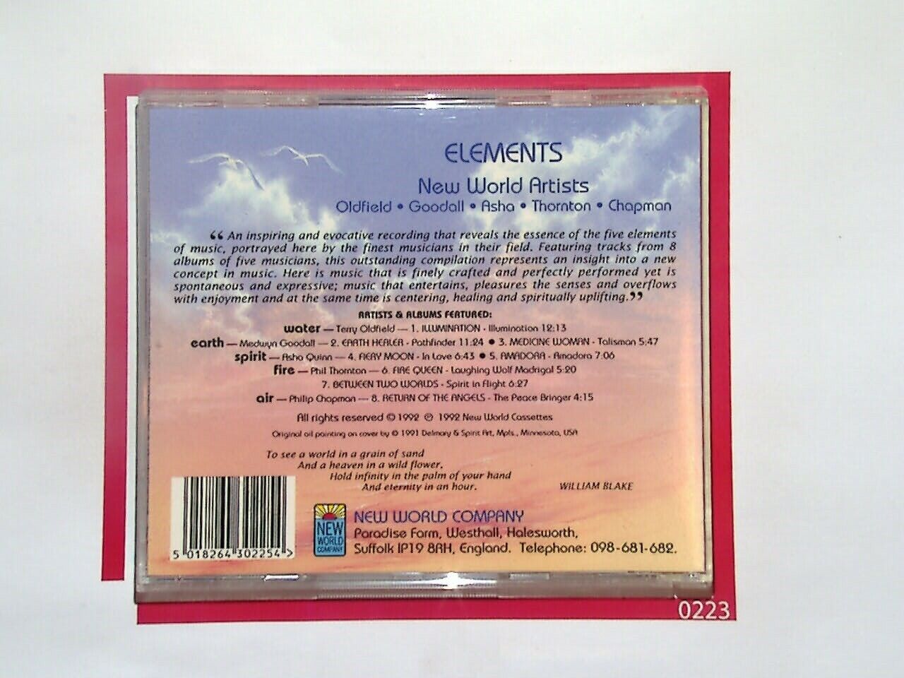 New World Music Elements CD Mint Oldfield Goodall Asha Thornton Chapman