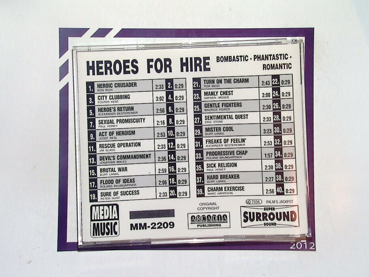 Media Music MM2209	Heroes For Hire Production Music CD Mint