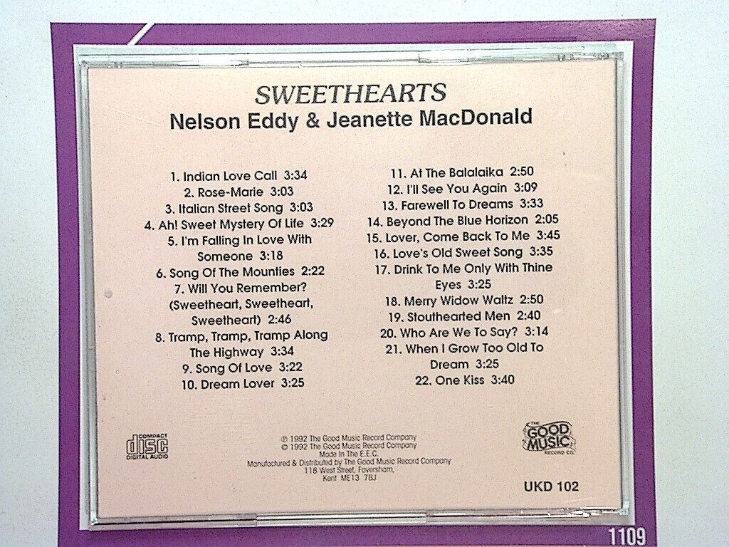 Nelson Eddy & Jeanette MacDonald	Sweethearts CD Nr Mint (Gift Option)*