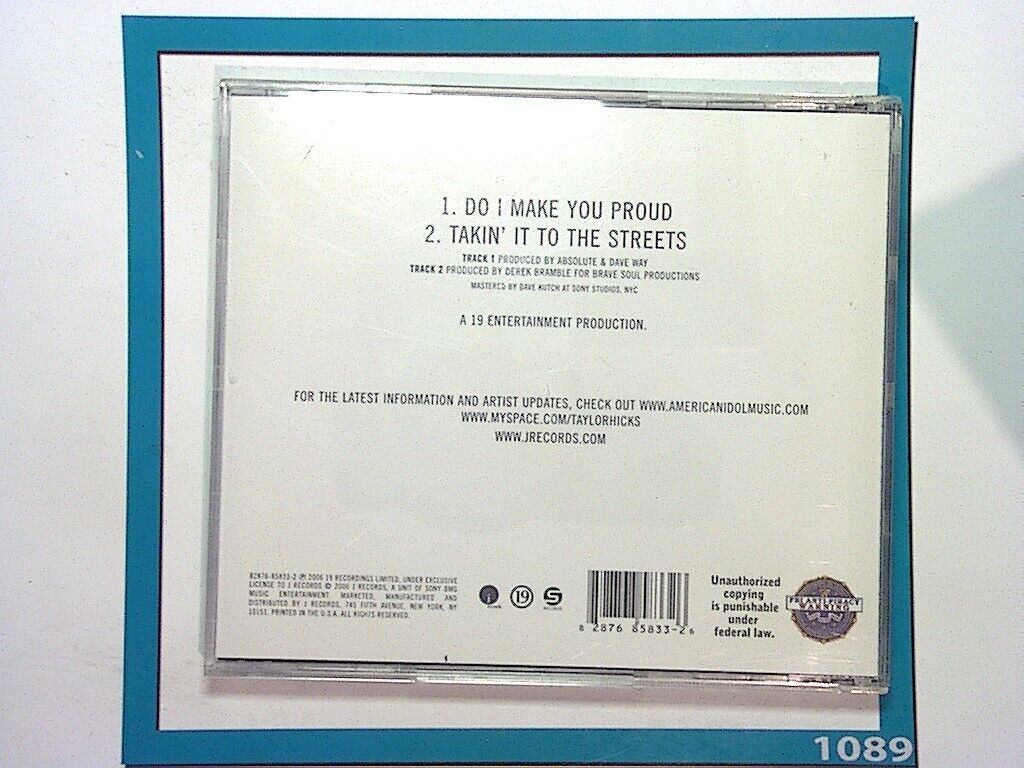 Taylor Hicks	Do I Make You Proud / Taking It to the Streets CD Nr Mint (Gift Opt