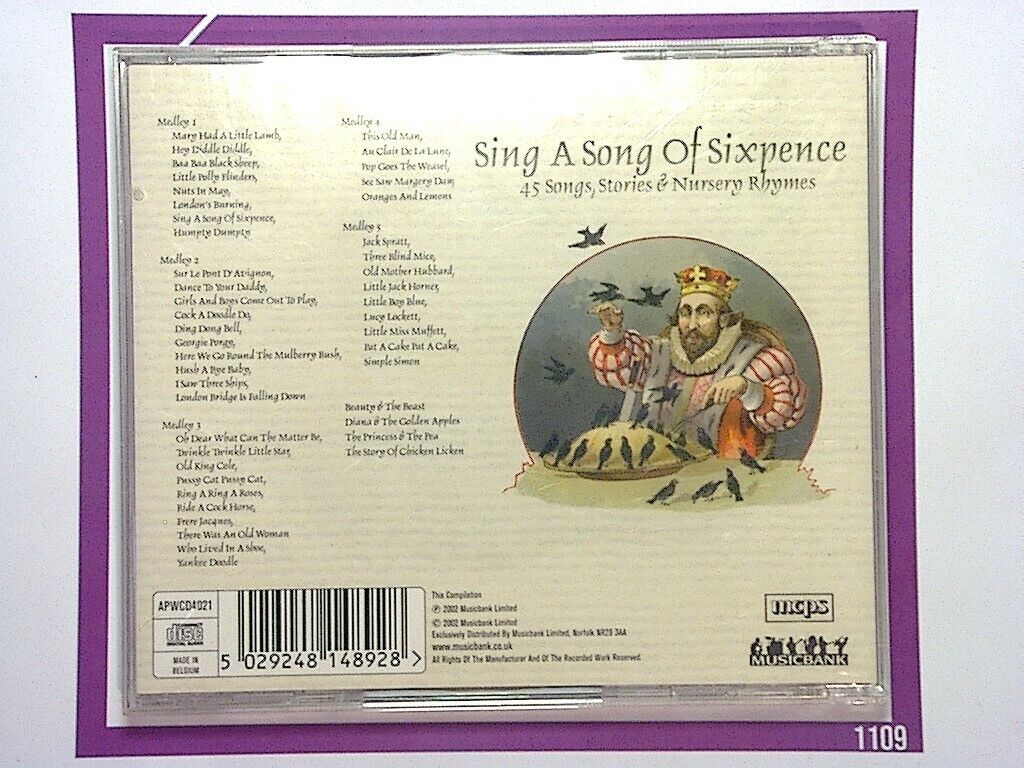 Sing A Song of Sixpence : 45 Songs, Stories & Nursery Rhymes CD  Mint