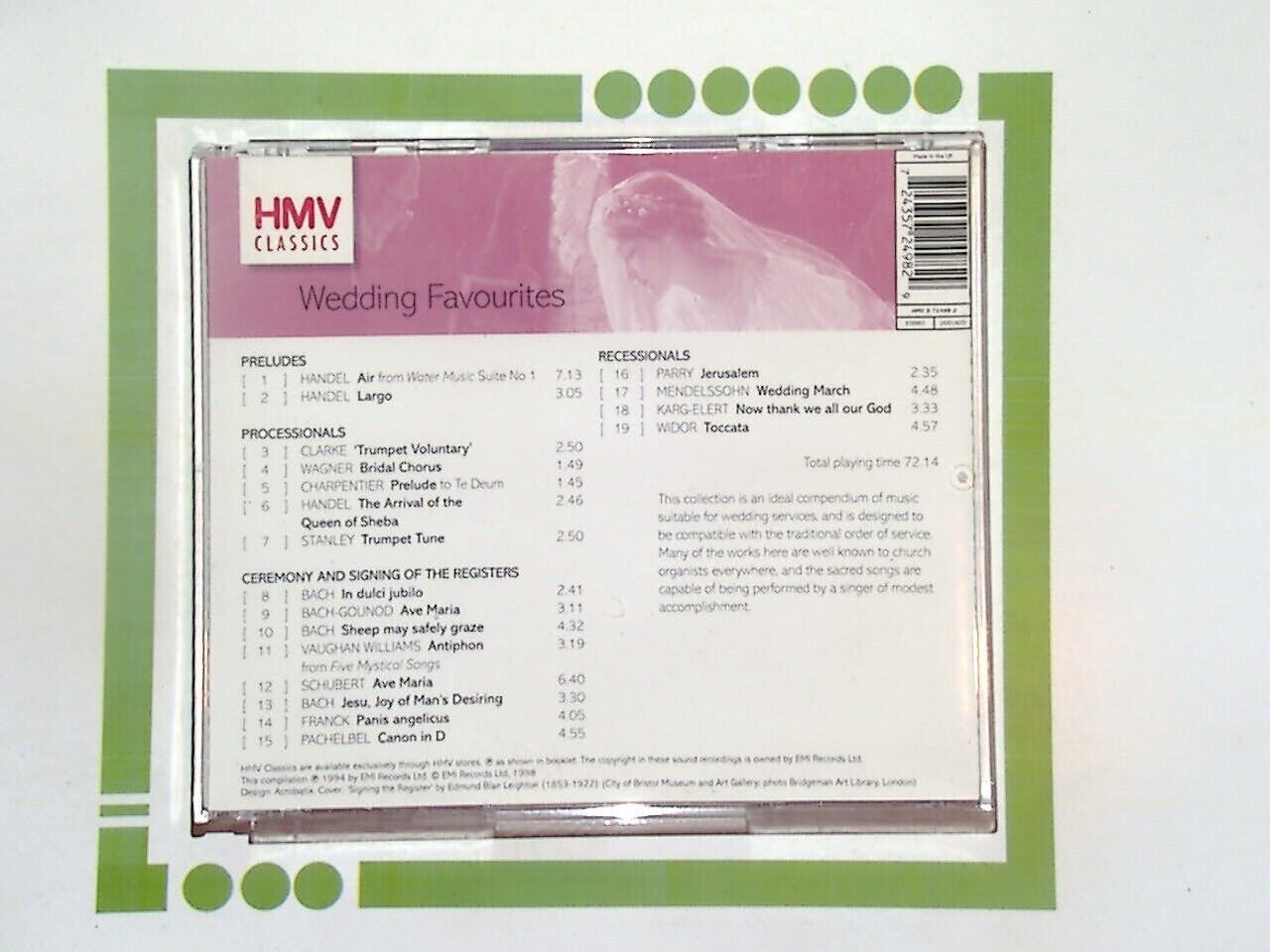 Wedding Favourites - HMV CD Album Music for Weddings Mint