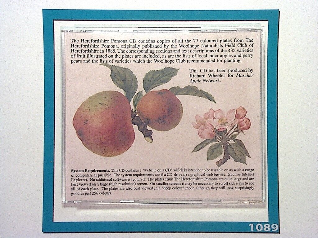 The Hetrfordshire Pomona British Apples And Pears CD-Rom Mint Coloured Plates