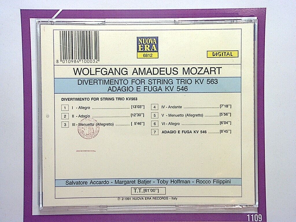 Mozart: Divertimento for String Trio KV CD Nr Mint (Gift Option)*