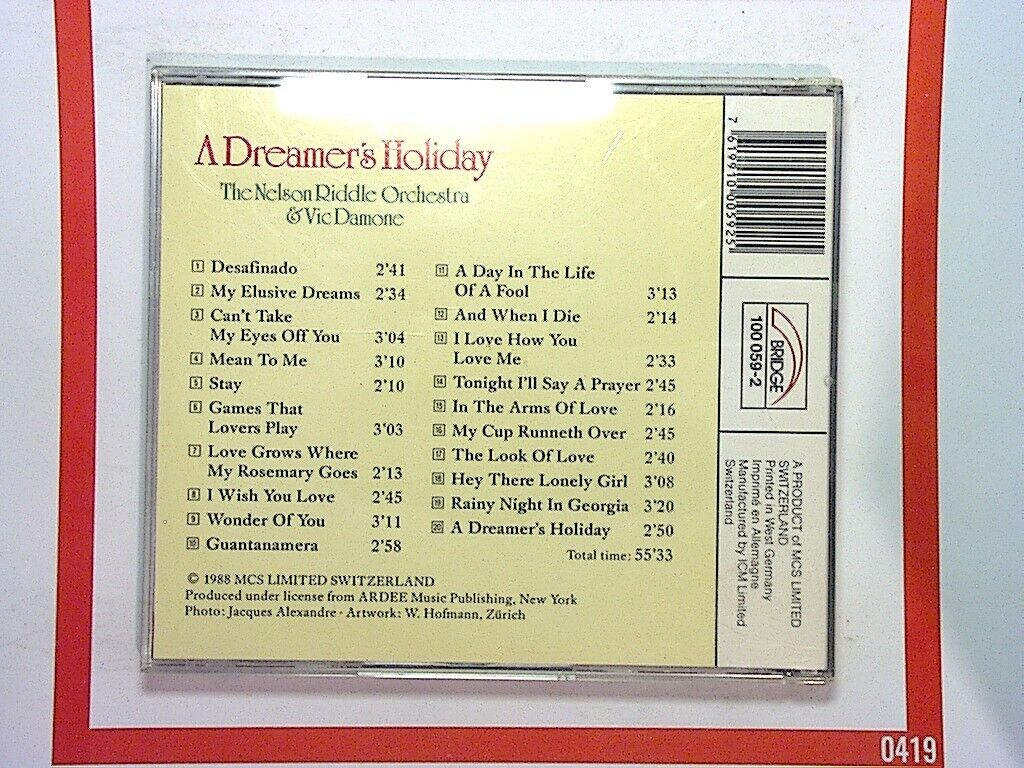 Nelson Riddle Orchestra	A dreamer's holiday CD Mint (Gift Option)*