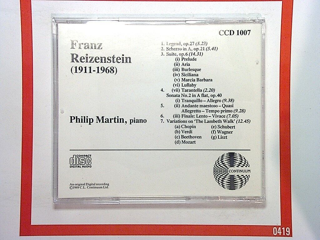 Philip Martin	Franz Reizenstein CD Lambeth Walk Variations Mint