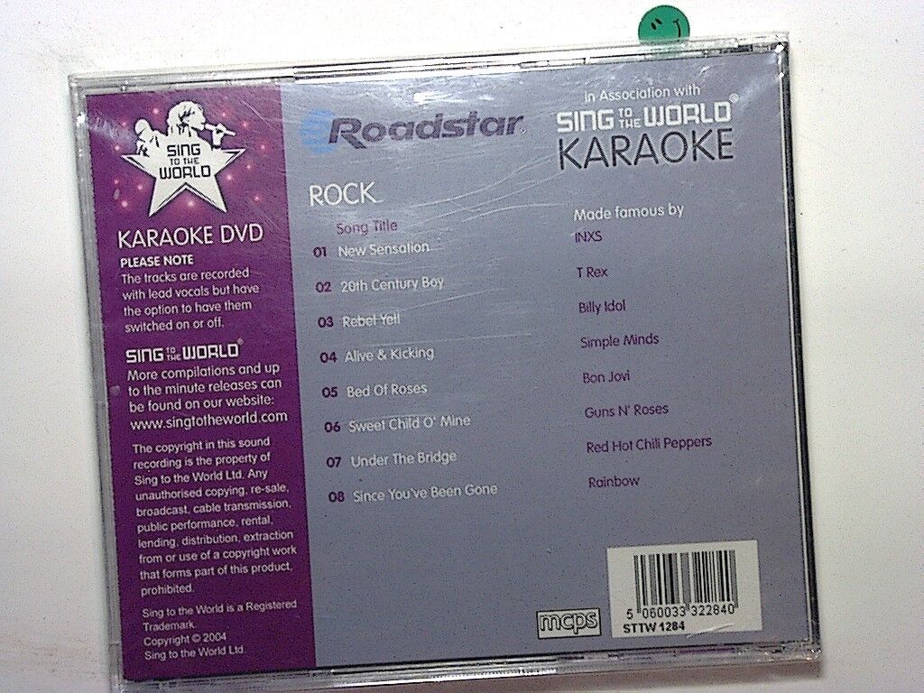Roadster	Sing To The world Karaoke Rock CD New & Sealed