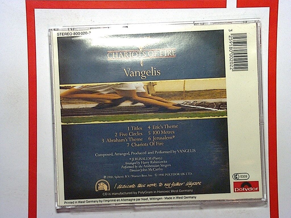 Vangelis - Chariots of Fire (Original Soundtrack, 1984) CD Nr Mint