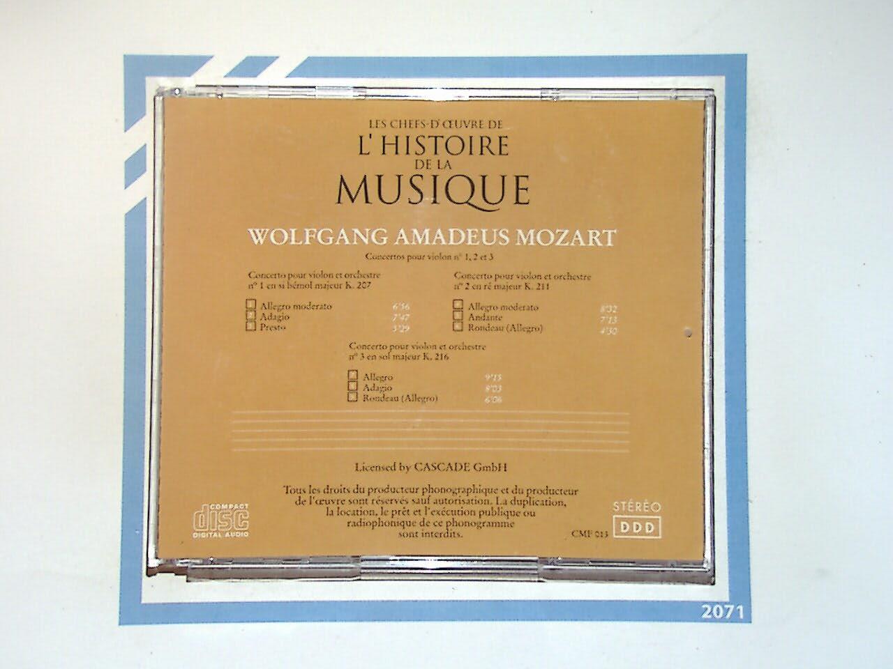 Wolfgang Amadeus Mozart 	Concertos Pour violin no 1,2 et 3 CD Mint
