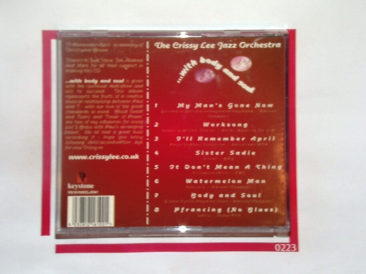 The Crissy Lee Jazz Orchestra	With Body and Soul CD VGC
