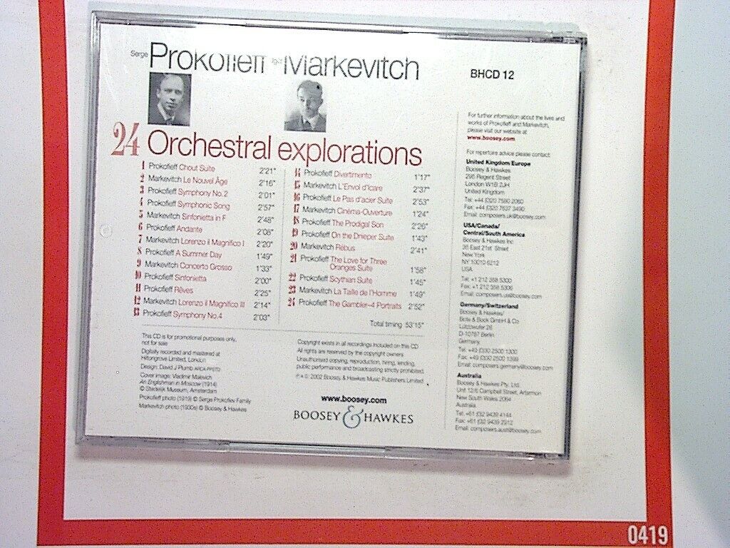 Prokofieff Markevitch	24 Orchestral Explorations  CD Mint (Gift Option)*