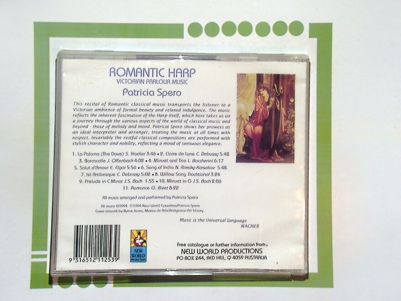 Patricia Spero	Romantic Harp Victorian Parlour Music CD Mint