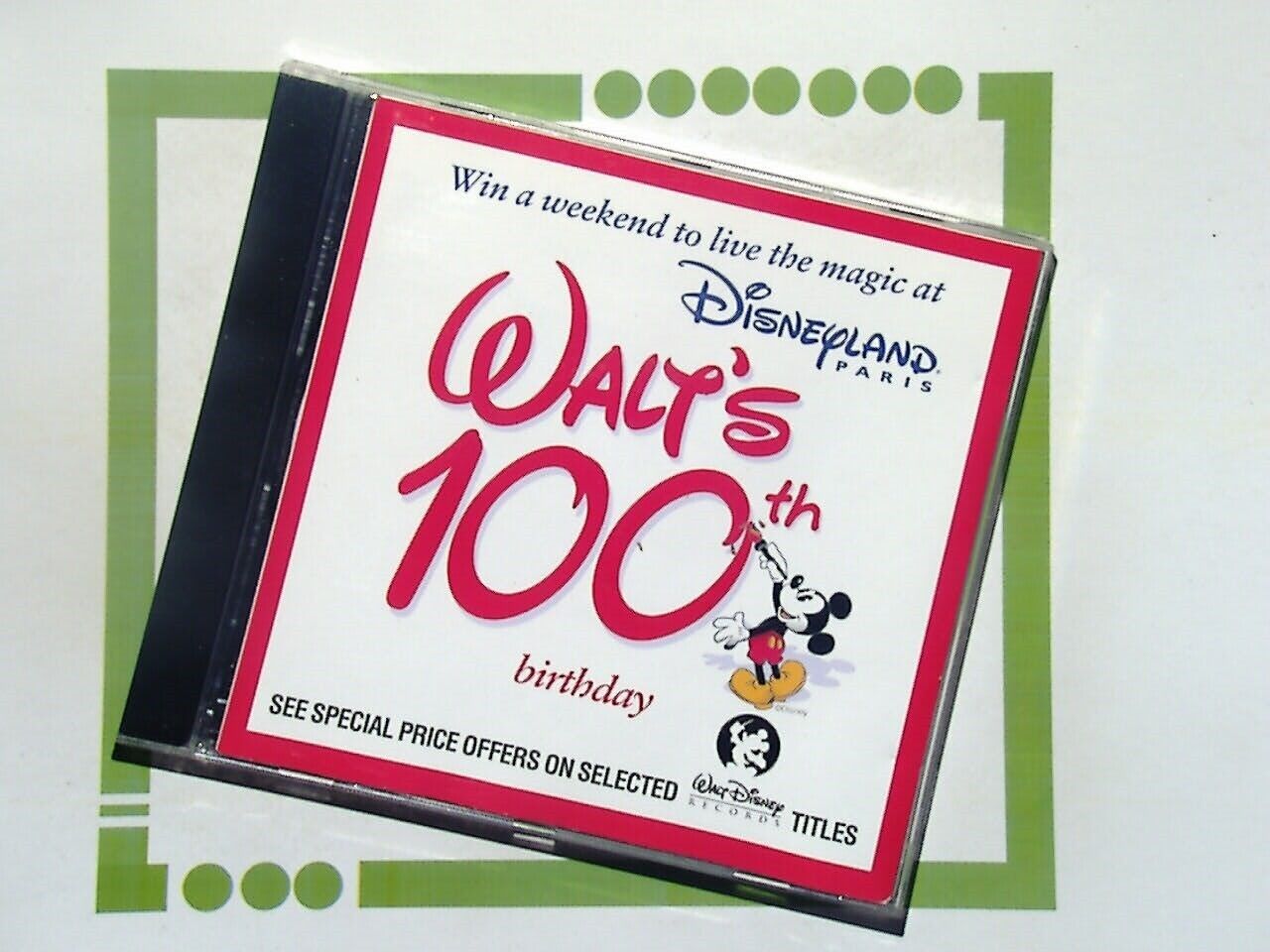 Various - Walts 100th birthday promotion CD	Disneyland Paris Nr Mint