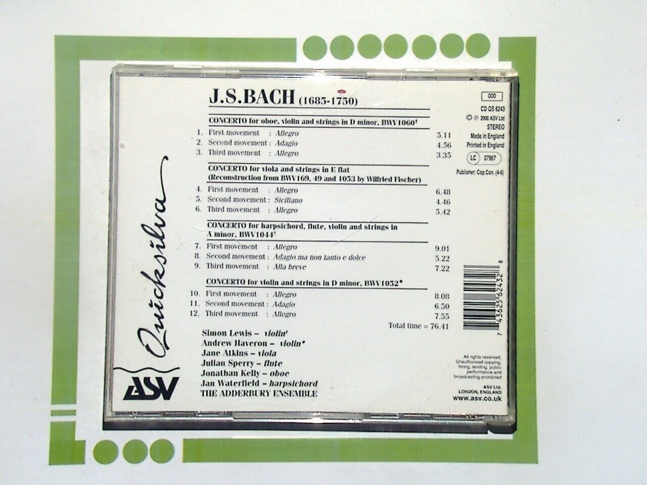 The Adderbury Ensemble	Bach: Concertos CD Nr Mint