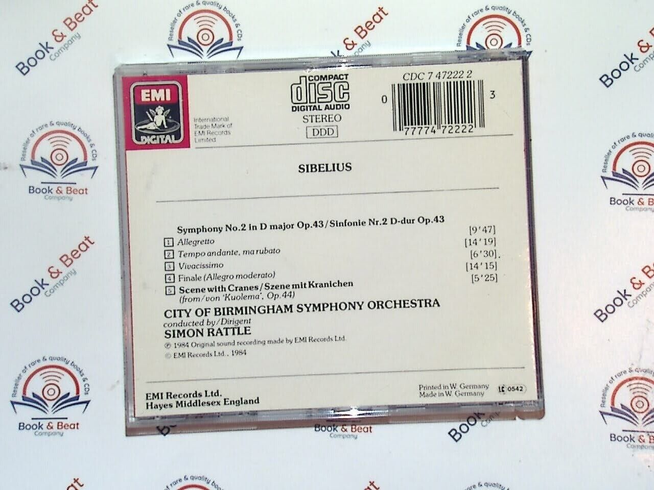 Simon Rattle - Sibelius : Symphony 2 City Of Birmingham Symphony Orch CD Mint