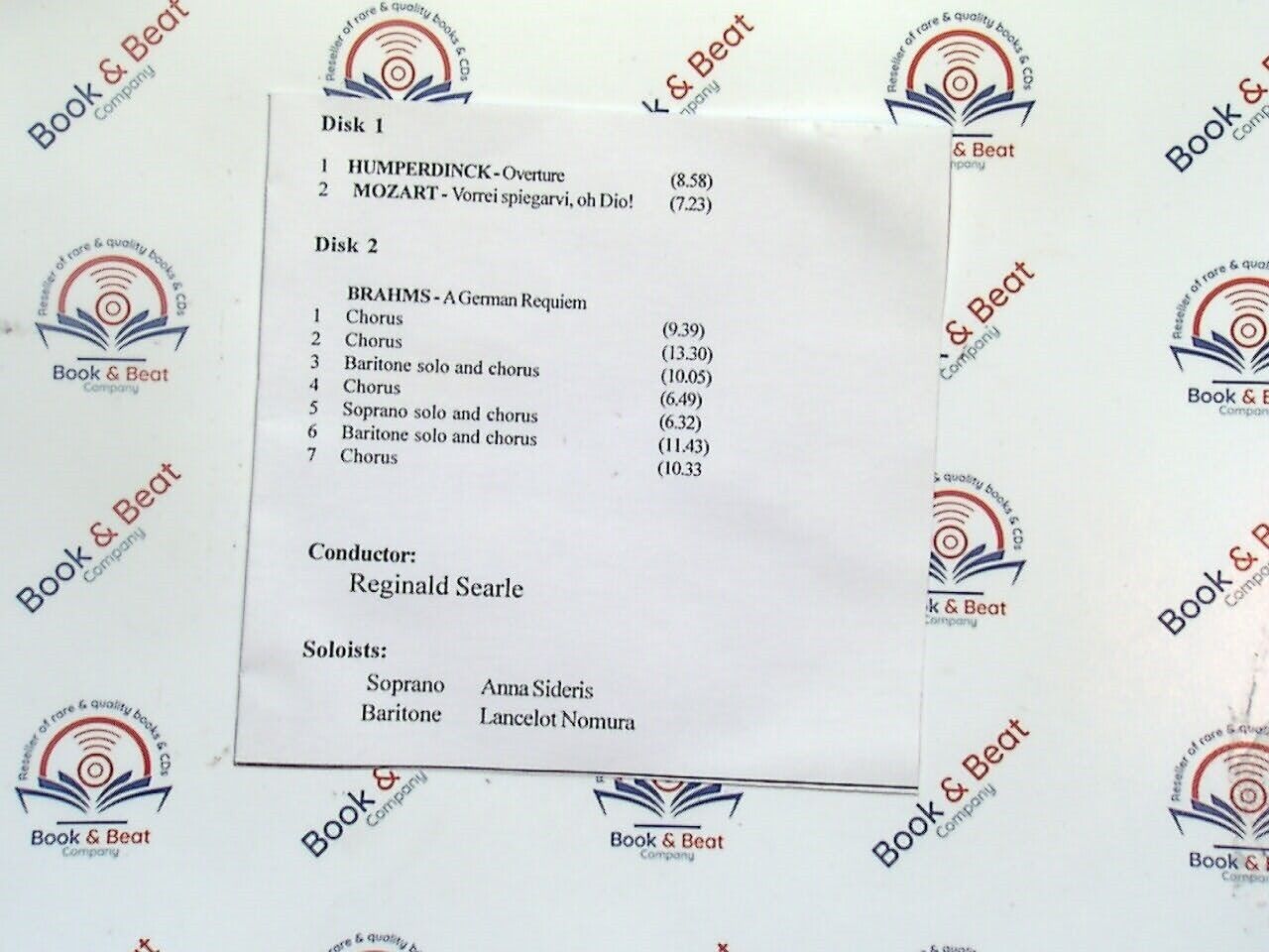 St. Neots Choral Society  - Brahms : A German Requiem December 2018 CD Mint