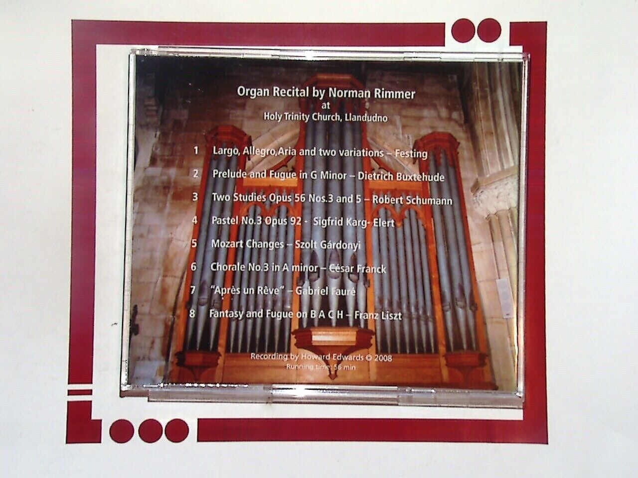 Bookandbeat.com, Norman Rimmer, Organ Recital, Holy Trinity Church, Llandudno, CD, Classical Music, Organ Music, Sacred Music, Church Music, Live Performance, Mint Condition, Collectible CD, Instrumental, Worship Music, Religious Music, Concert Recording, Llandudno Music, Music for Reflection, Music for Worship, Organist, Traditional Music,