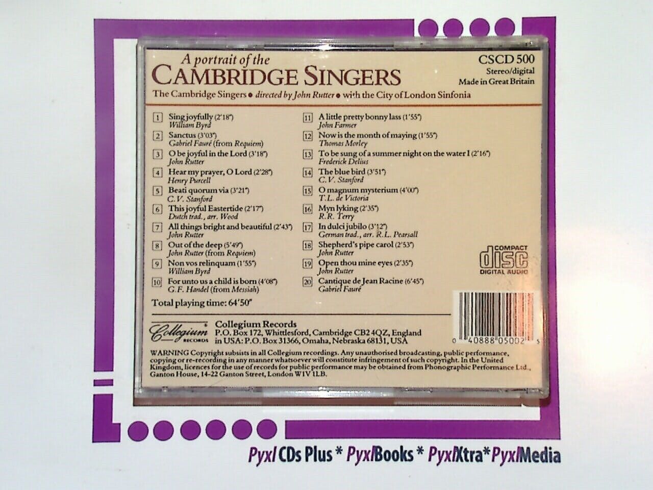 The Cambridge Singers, John Rutter, A Portrait of, CD, Mint, Bookandbeat, Choral Music, Classical Music, Sacred Music, John Rutter Conductor, Choral Works, Choir, Inspirational Music, Christian Music, Religious Music, Vocal Ensemble, Classical Choir