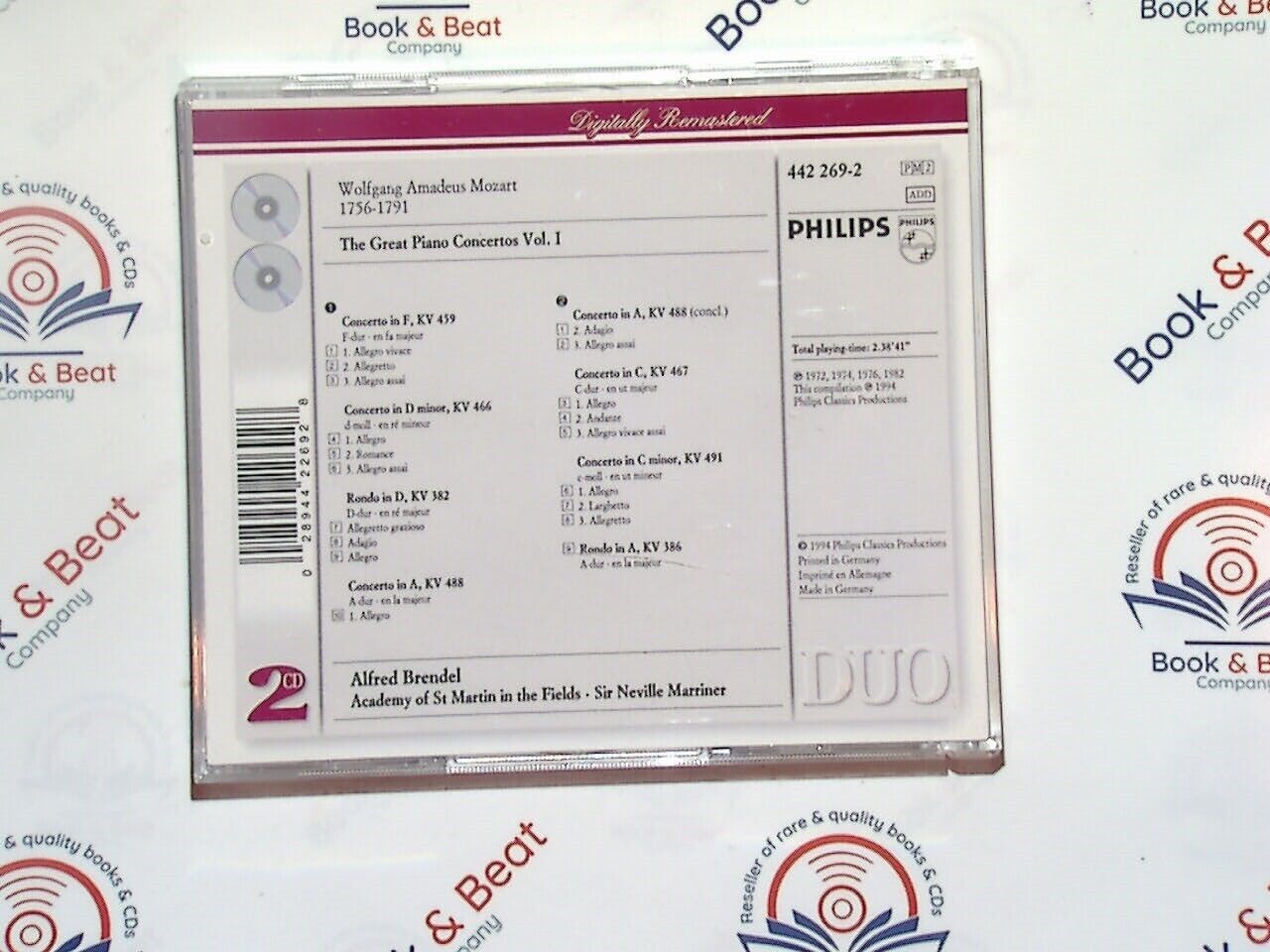 bookandbeat.com, Mozart, The Great Piano Concertos, Alfred Brendel, Sir Neville Marriner, piano concertos, classical music, orchestral music, virtuoso pianist, Academy of St Martin in the Fields, classical masterpieces, Wolfgang Amadeus Mozart, piano artistry, timeless classics, elegant music, concerto recordings.