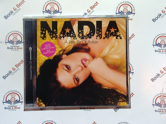 bookandbeat.com, Nadia, Little Bit of Action, CD single, pop music, upbeat track, female artist, catchy tune, dance-pop, 2000s pop, radio hit, energetic vocals, music collectible, limited edition, chart contender, memorable chorus, vibrant sound, party anthem, fan favorite, easy listening, feel-good music.