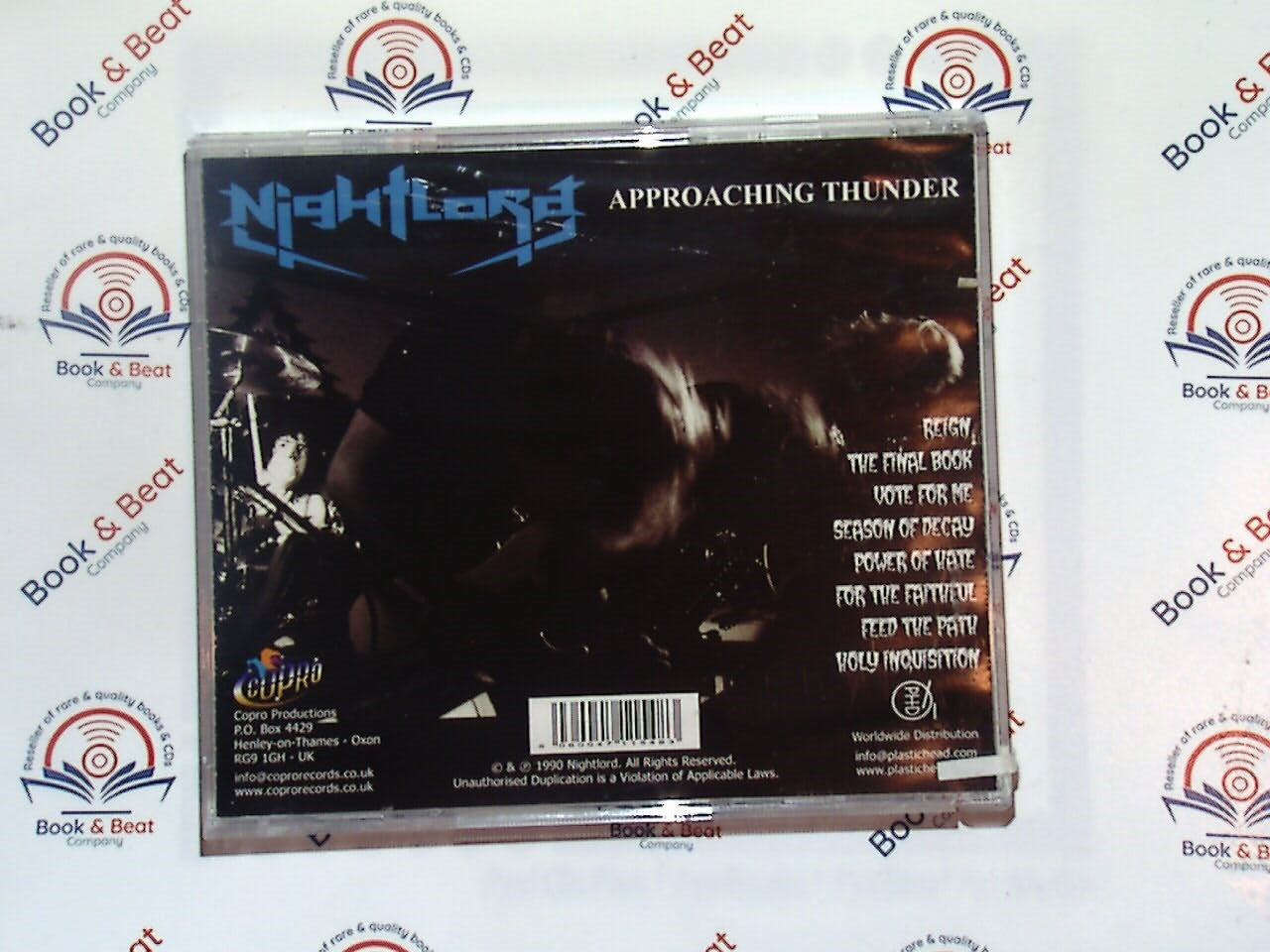 Nightlord, Approaching Thunder, Heavy metal, Power metal, CD, Metal music, Guitar solos, Epic sound, Progressive metal, Underground metal, Dark themes, Music for headbanging, Rock, Fantasy lyrics, Album, Bookandbeat.com, Band, Live performances, Thrilling tracks, Metal enthusiasts,