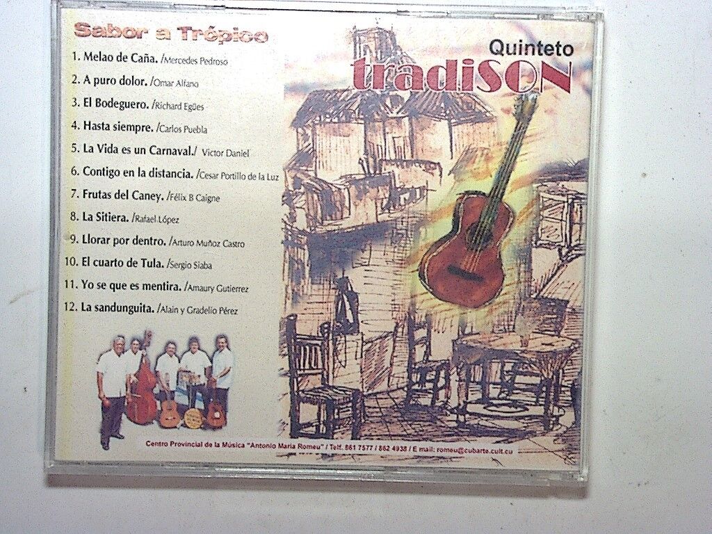 Quinteto Tradison, Sabor A Tropico, Latin music, Cuban music, traditional Cuban, tropical rhythms, bookandbeat.com, Latin jazz, Afro-Cuban sounds, lively music, salsa, mambo, Caribbean music, dance music, Cuban quintet, Latin culture, world music, festive album, vibrant melodies, instrumental Latin, cultural music,