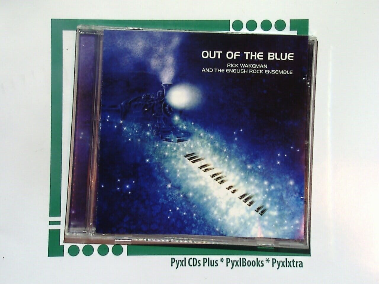 Rick Wakeman, The New English Rock Ensemble, Out of the Blue, CD, Bookandbeat.com, Progressive rock, Symphonic rock, British rock, Keyboard virtuoso, 1990s music, Rock collaboration, Instrumental tracks, Concept album, Melodic rock, Musical exploration, Live performance, Rock ensemble, Classic rock influences, Unique arrangements, Legendary musician, Contemporary rock,