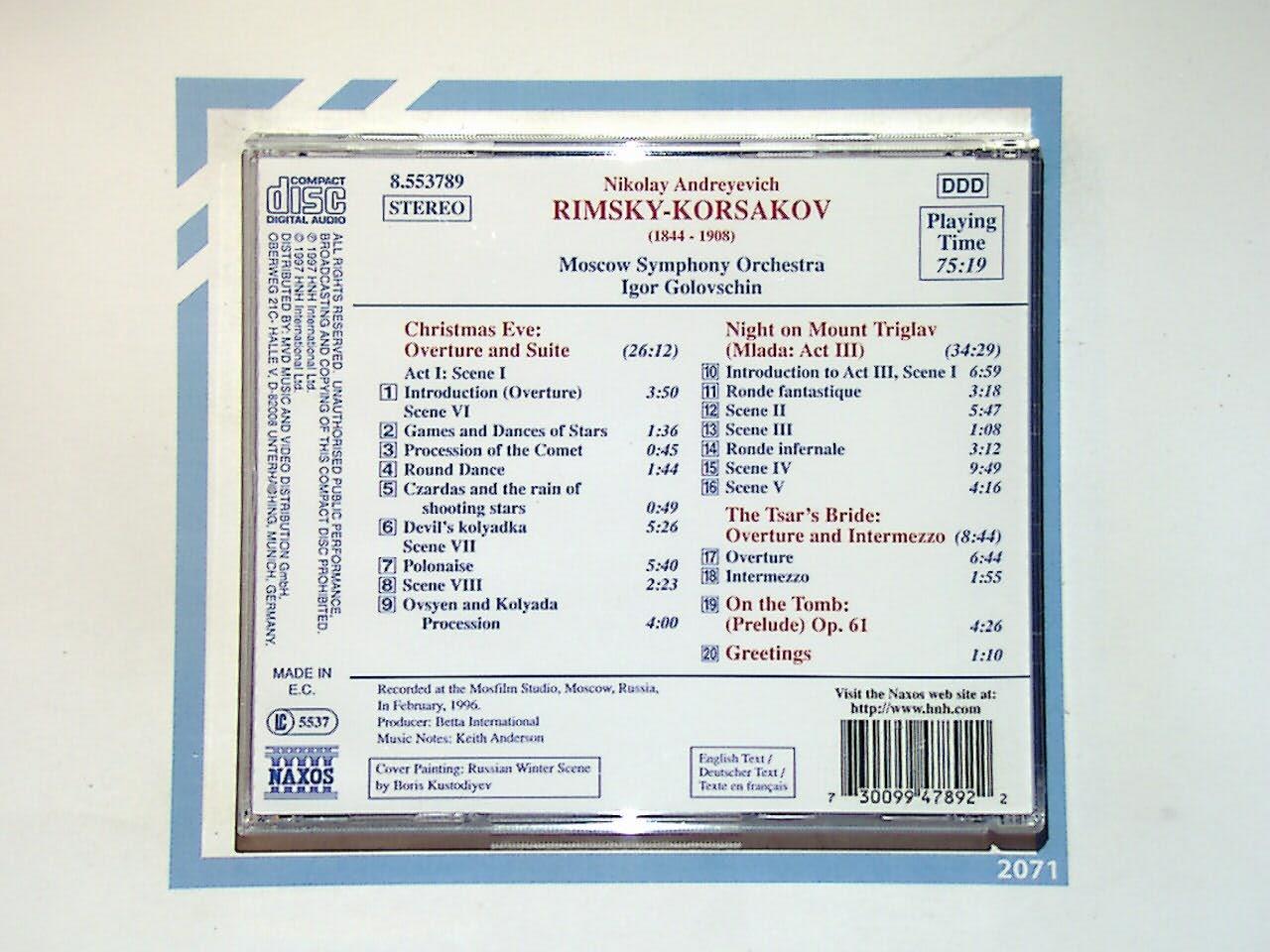 Rimsky-Korsakov, Christmas Eve, Night on Mount Triglav, Classical music, Orchestral, Russian composer, CD, Romantic era, Symphonic, Opera, Bookandbeat.com, Dramatic, Classical masterpiece, Seasonal music, Opera highlights, Traditional classical, Symphonic poems, Russian opera, Christmas music, Cultural heritage, Night on Mount Triglav,