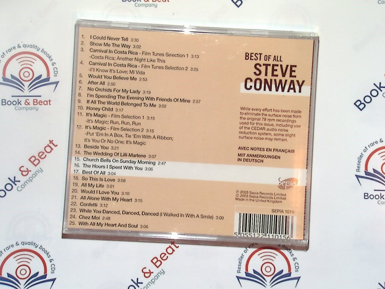 bookandbeat.com, CD, Steve Conway, Best Of All, classic vocals, vintage pop, romantic ballads, smooth crooner, 1950s music, mellow tunes, nostalgic songs, easy listening, timeless classics, soft vocals, sentimental songs, English singer, relaxing music, old-time favorites, soothing melodies, golden age, traditional pop, emotional lyrics, vocal artistry, peaceful music