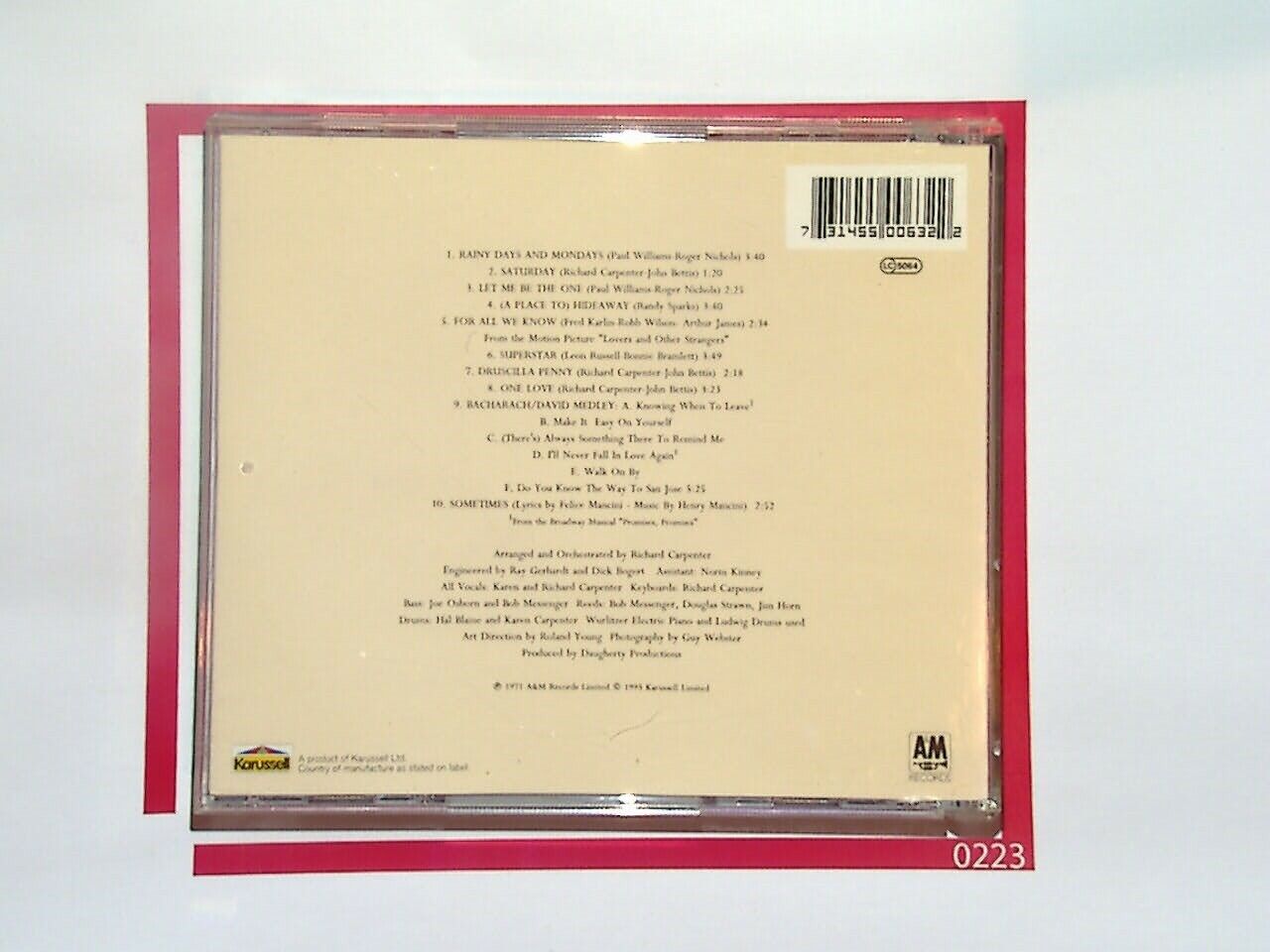 The Carpenters, Self-titled Album, Soft Rock, Karen Carpenter, Richard Carpenter, 70s Music, Pop Classics, Easy Listening, Vocal Harmonies, Love Songs, 1970s Pop, Timeless Music, Iconic Duos, Classic Pop, Melodic Pop, American Pop, Ballads, Top Hits, VGC, bookandbeat.com