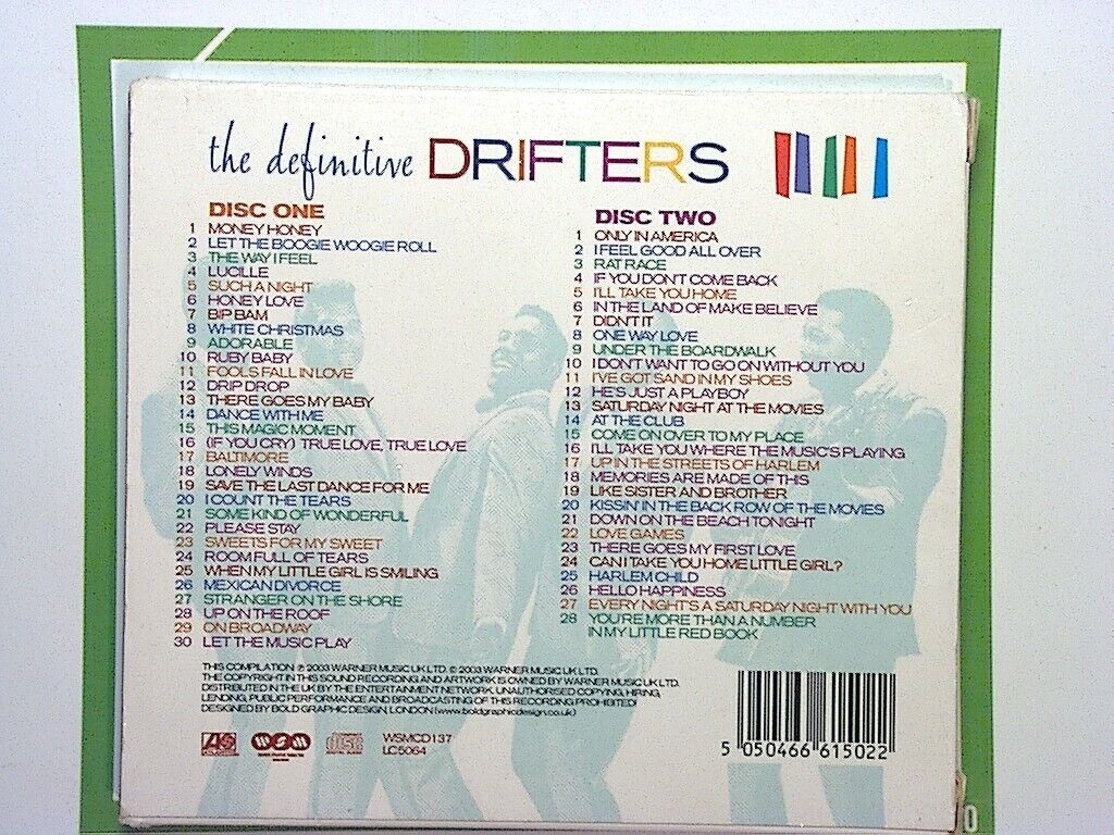 bookandbeat.com, CD, The Drifters, The Definitive Drifters, soul, R&B, classic hits, doo-wop, timeless melodies, vocal harmonies, 60s music, rock and roll, golden oldies, nostalgic tunes, legendary group, smooth vocals, new CDs, used CDs, new books, used books, online music store, online bookstore, rare CDs, rare books, affordable books, affordable CDs, book lovers, music enthusiasts, collectible CDs, vintage books,DVD,