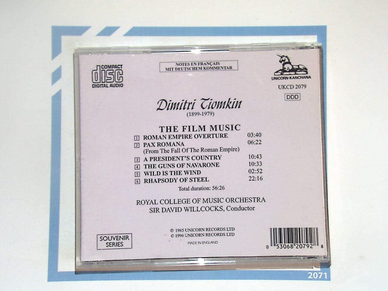 The Film Music Of Dimitri Tiomkin, Dimitri Tiomkin, Sir David Willcocks, Film Scores, Classical Music, Movie Soundtracks, Orchestral Music, Iconic Composers, Vintage Soundtracks, Timeless Music, Collector's Item, VGC CD, Cinematic Music, Legendary Composers, Bookandbeat.com, new CDs, used CDs, new books, used books, online music store, online bookstore, rare CDs, rare books, affordable books, affordable CDs, book lovers, music enthusiasts, collectible CDs, vintage books,