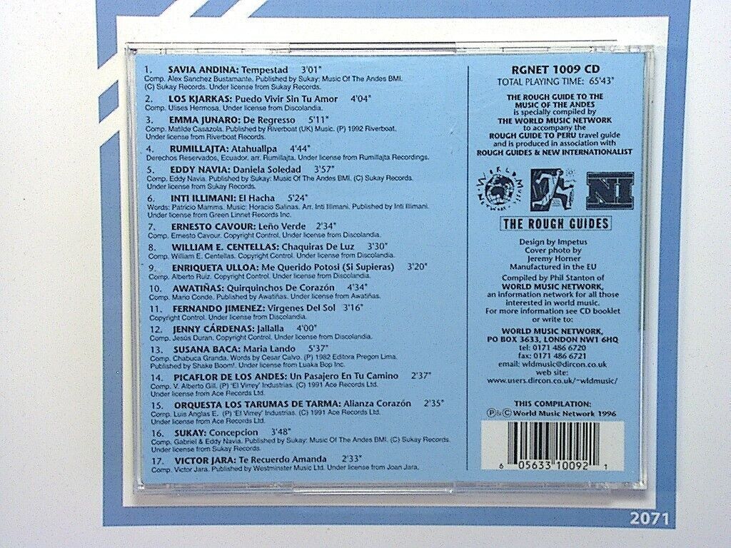 bookandbeat.com, CD, The Rough Guide, Music of the Andes, world music, Andean sounds, traditional music, folk, panpipes, South America, cultural heritage, indigenous rhythms, vibrant melodies, mountain music, Peru, Bolivia, Ecuador, Colombia, lively, acoustic, travel guide, authentic, exotic sounds, regional instruments