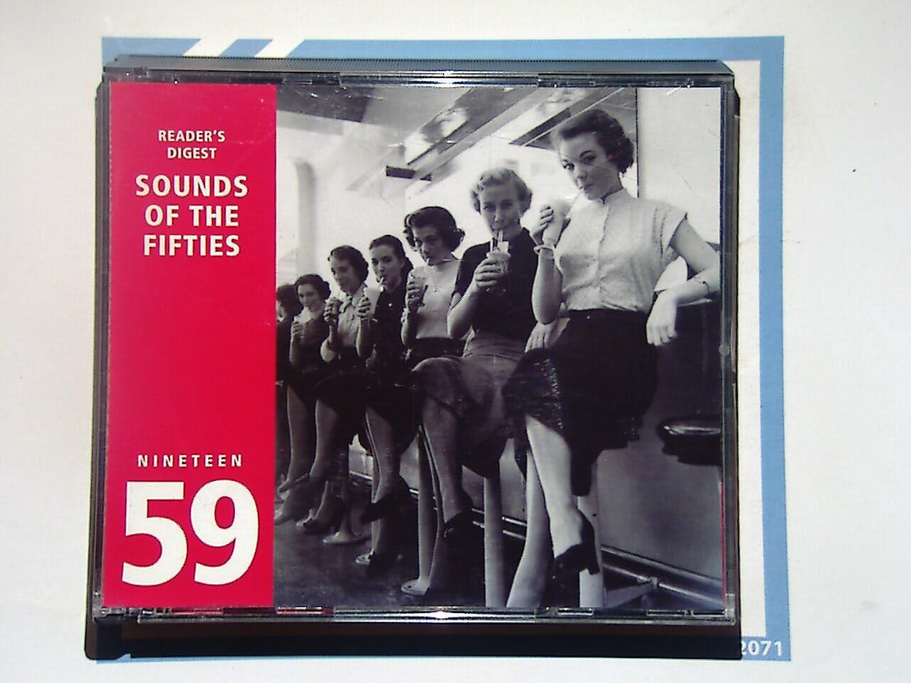 Sounds of the Fifties, Various artists, 1959 music, CD, Reader's Digest, Bookandbeat.com, 50s hits, Rock 'n' roll, Vintage pop, Retro music, Golden oldies, Timeless classics, Doo-wop, Early rock, 1950s rock, Nostalgic, Dance music, Iconic songs, Classic anthems, 50s compilation, 1950s radio hits,