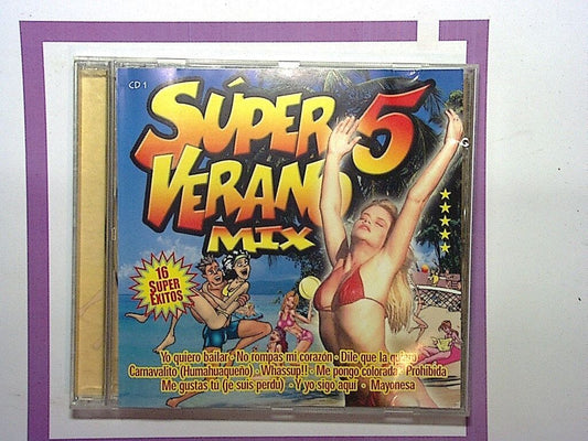 Super Verano Mix 5, Various artists, Summer hits, CD, Import, Bookandbeat.com, Dance music, Latin pop, Party hits, Summer anthems, Tropical, Dancefloor, International music, Feel-good, Warm weather vibes, Dance remix, Upbeat, Energetic, Latin beats, Popular songs, Global music, Dance mix,